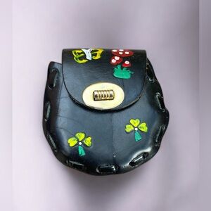 Vintage Genuine Leather Hand Painted Fairy Pouch Bag Mini Purse